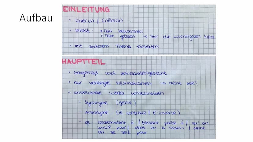Médiation
Aufbau
Hilfreiche Formulierungen Aufbau
EINLEITUNG
●
Q
·
0
Cher(s)
Inhalt:
0
nit
HAUPTTEIL
Chere(s)
> Mail
bekommen
> Text gelesen