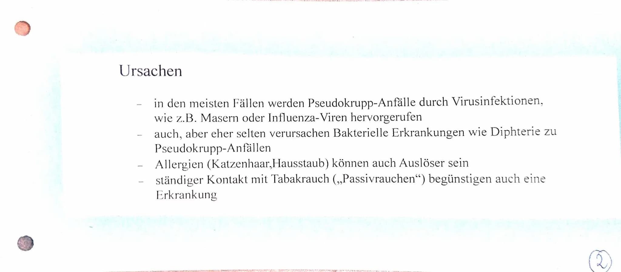 Pseudokrupp (Stenosierende Laryngitis)
Was ist Pseudokrupp?
Atemwegserkrankung, bei der die Schleimhaut im Bereich des Kehlkopfes und der
St