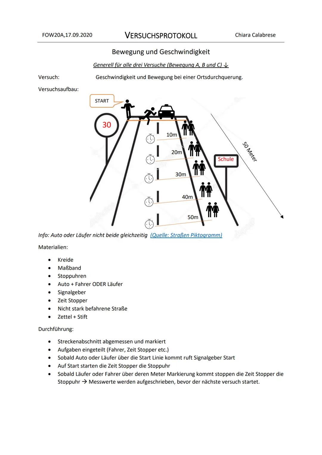 Physikprotokoll: Experimente zur Geschwindigkeit und Bewegung