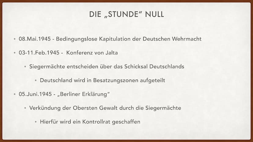 AB 1945
NACHKRIEGSZEIT
Umleitung DIE SIEGERMÄCHTE . GB mit Churchill
• USA mit Roosevelt
●
●
SU mit Stalin
SIEGERMÄCHTE
Frankreich mit ... (