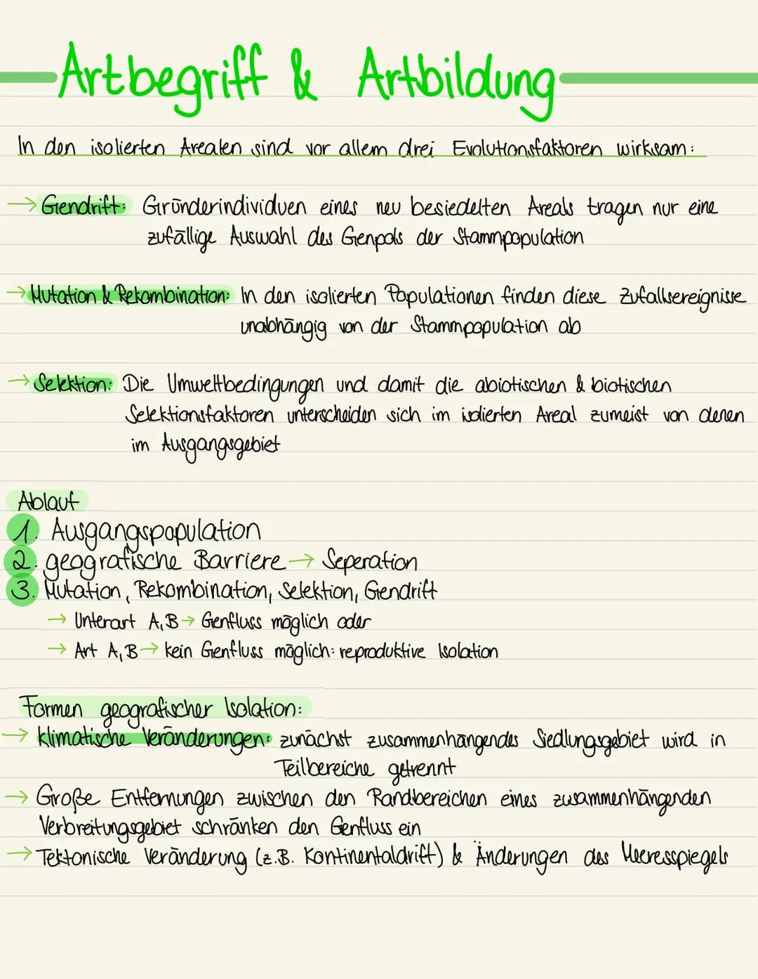 -Artbegriff & Artbildung.
Artbegriffe
Biologischer Artbegriff:
→Alle Individuen, die untereinander Kreuzbar sind & fortpflanzungsfähige
Nach