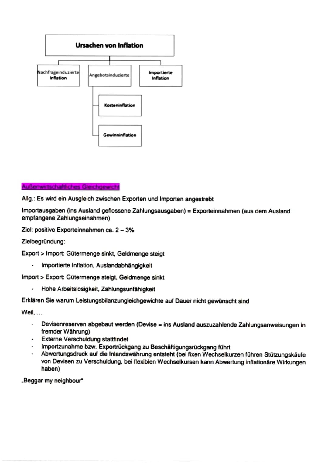 Preisniveaustabilität
Welche Ursachen hat eine Inflation für unsere Volkswirtschaft?
Ziel der Preisniveaustabilität:
Geldwertstabilität (Kau