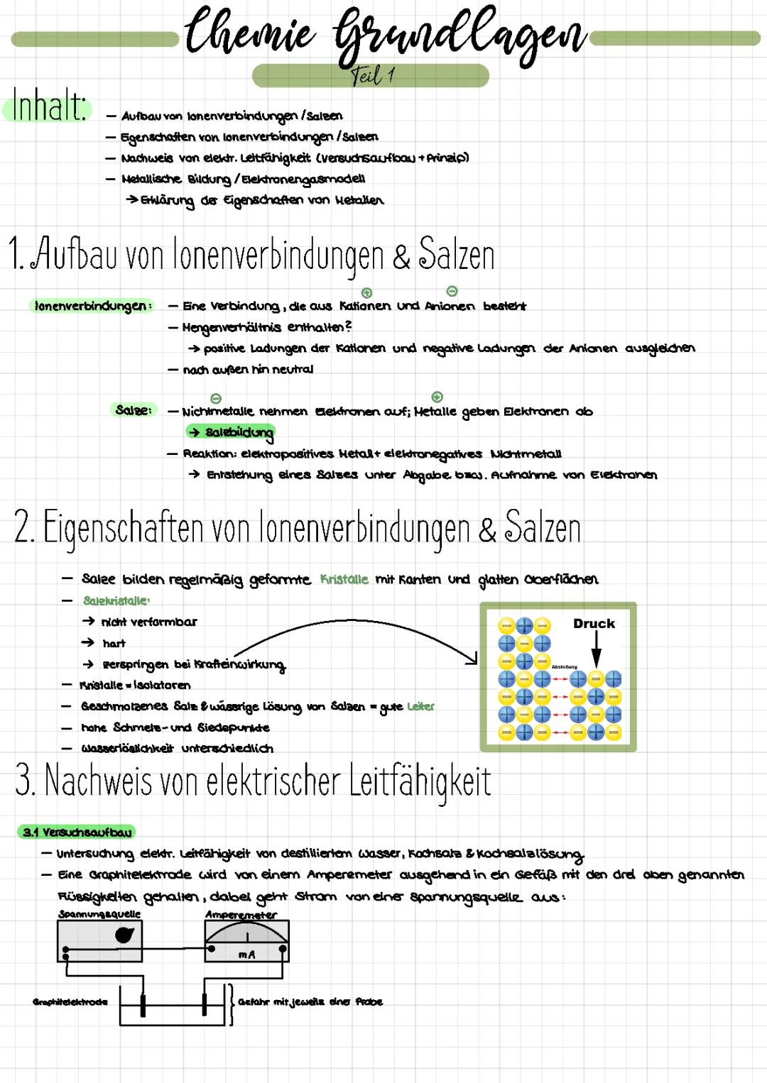 Ionenverbindungen, Salze & Elektronengasmodell 