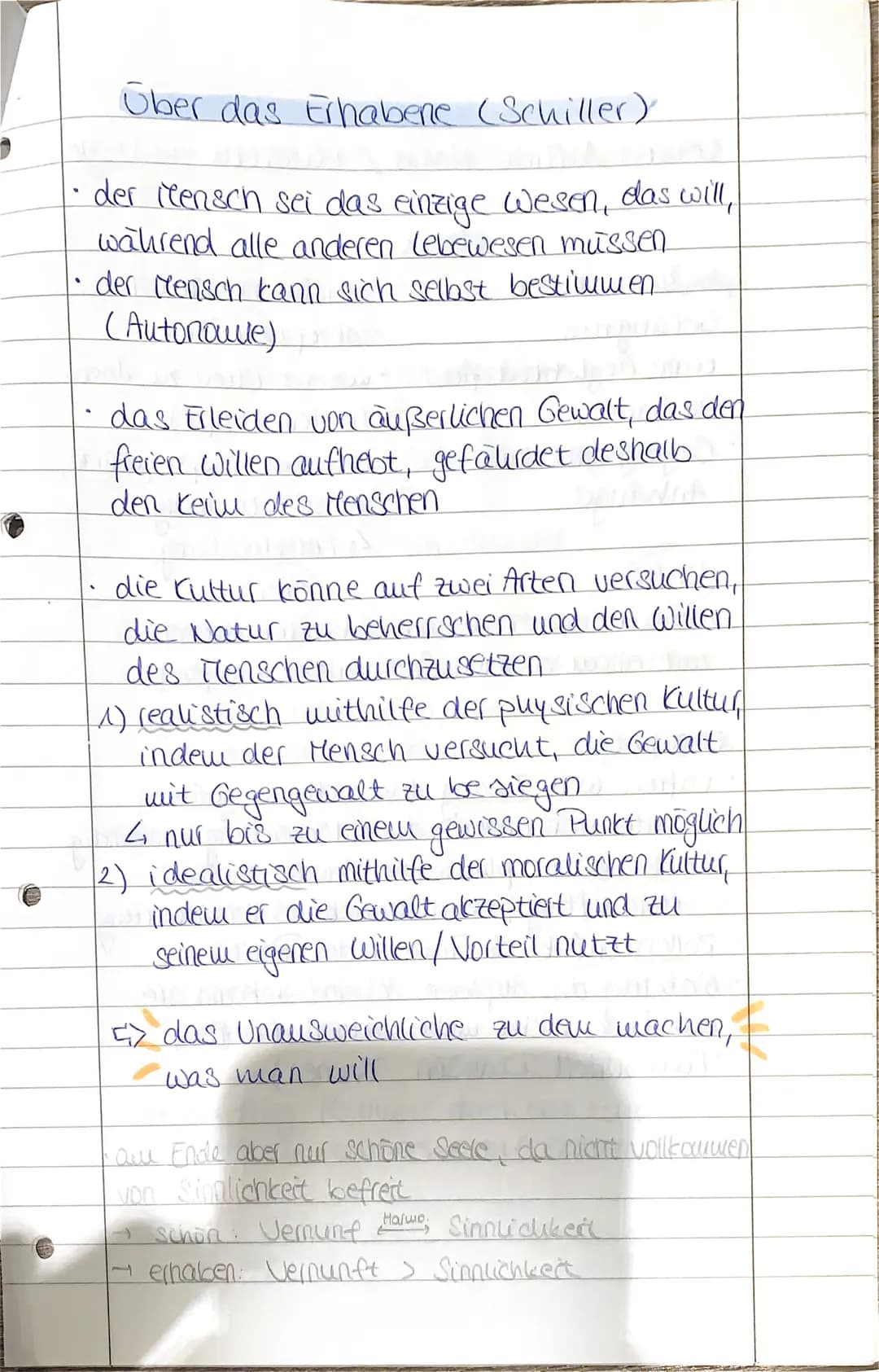 .
Über das Erhabene (Schiller)
der Mensch sei das einzige wesen, das will,
während alle anderen Lebewesen müssen.
der Mensch kann sich selbs