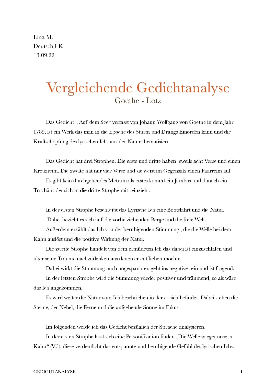 Vergleichende Gedichtsanalyse
