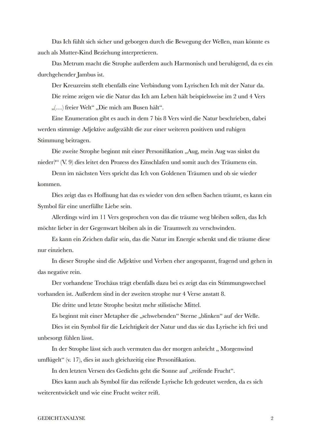 Lina M.
Deutsch LK
13.09.22
Vergleichende Gedichtanalyse
Goethe - Lotz
Das Gedicht,, Auf dem See" verfasst von Johann Wolfgang von Goethe in