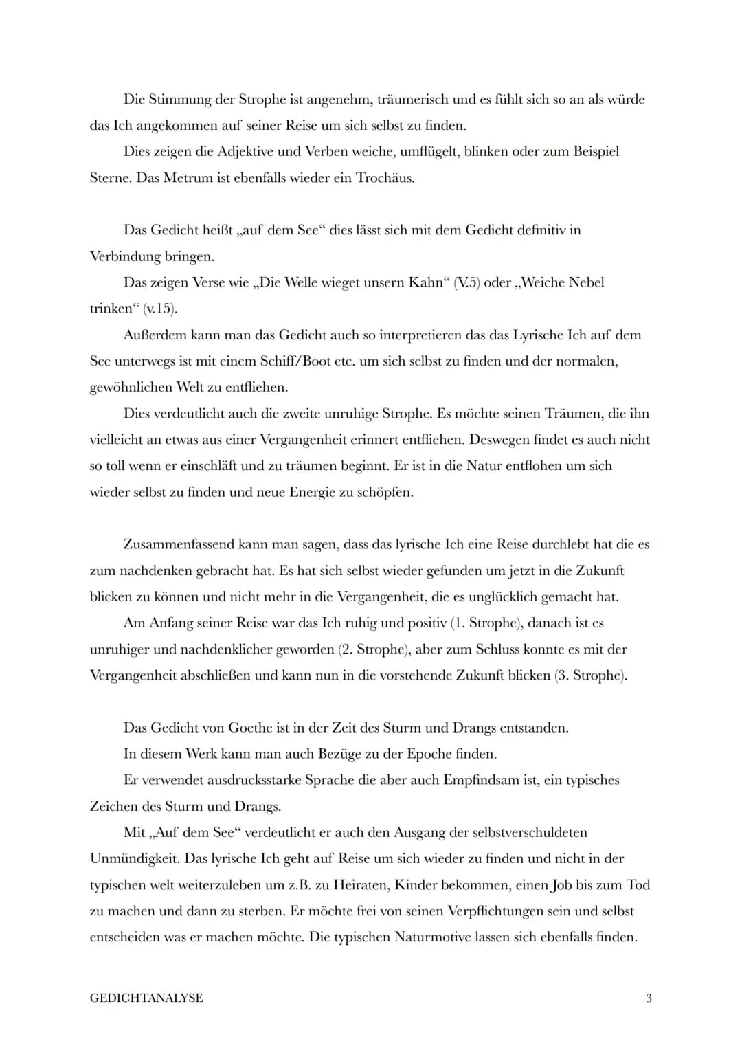 Lina M.
Deutsch LK
13.09.22
Vergleichende Gedichtanalyse
Goethe - Lotz
Das Gedicht,, Auf dem See" verfasst von Johann Wolfgang von Goethe in