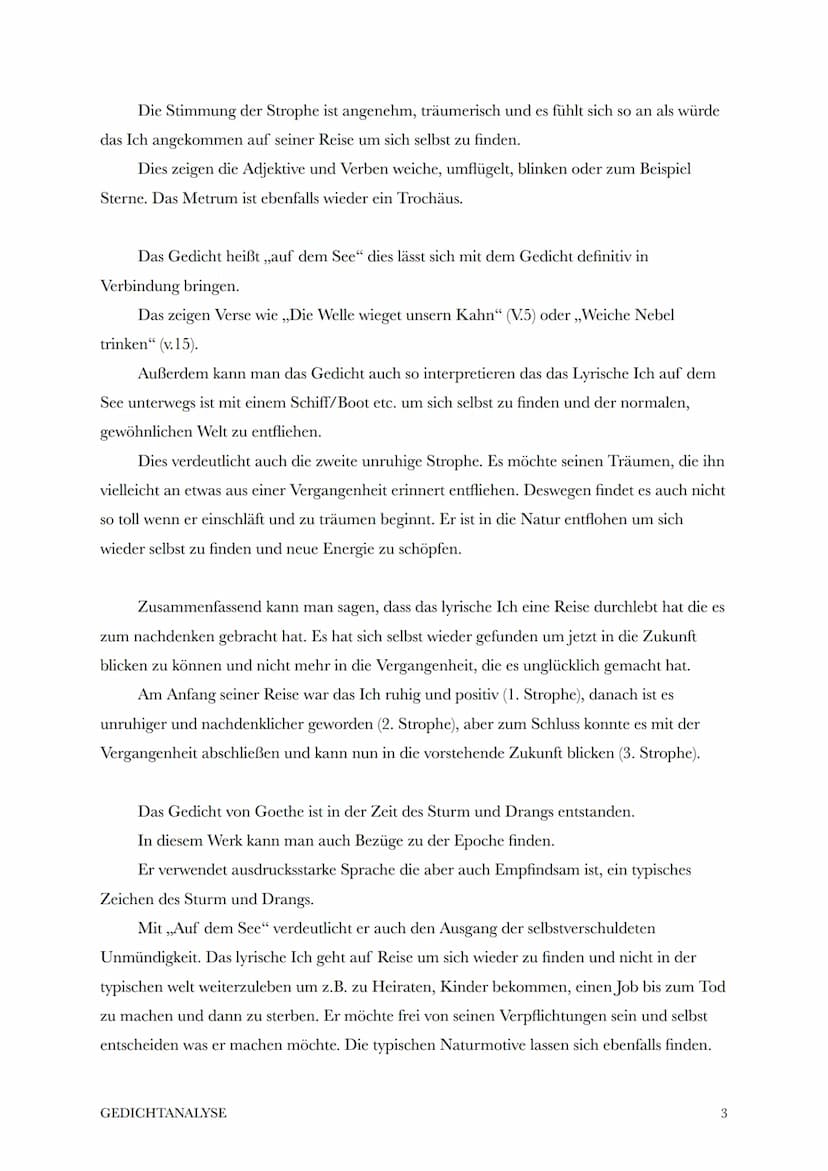 Lina M.
Deutsch LK
13.09.22
Vergleichende Gedichtanalyse
Goethe - Lotz
Das Gedicht,, Auf dem See" verfasst von Johann Wolfgang von Goethe in