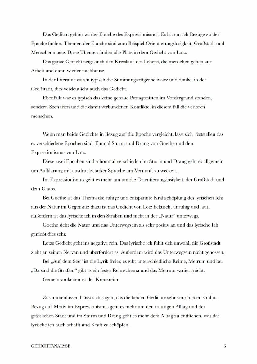 Lina M.
Deutsch LK
13.09.22
Vergleichende Gedichtanalyse
Goethe - Lotz
Das Gedicht,, Auf dem See" verfasst von Johann Wolfgang von Goethe in