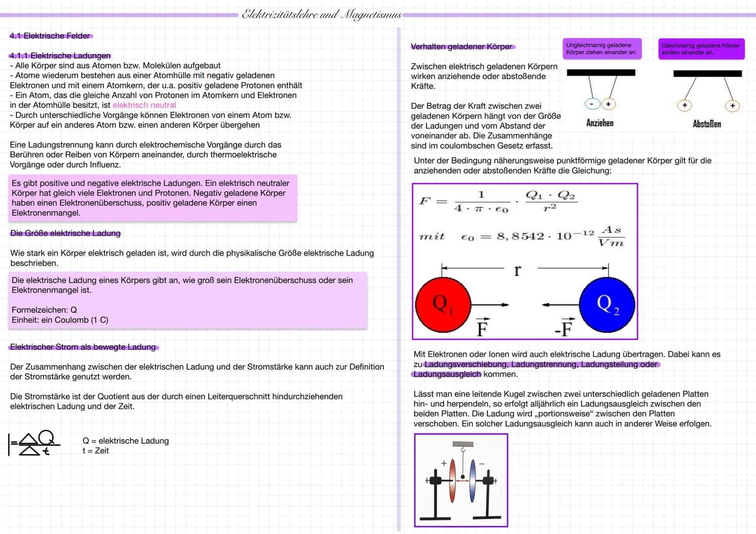 4.1 Elektrische Felder
4.1.1 Elektrische Ladungen
- Alle Körper sind aus Atomen bzw. Molekülen aufgebaut
Atome wiederum bestehen aus einer A
