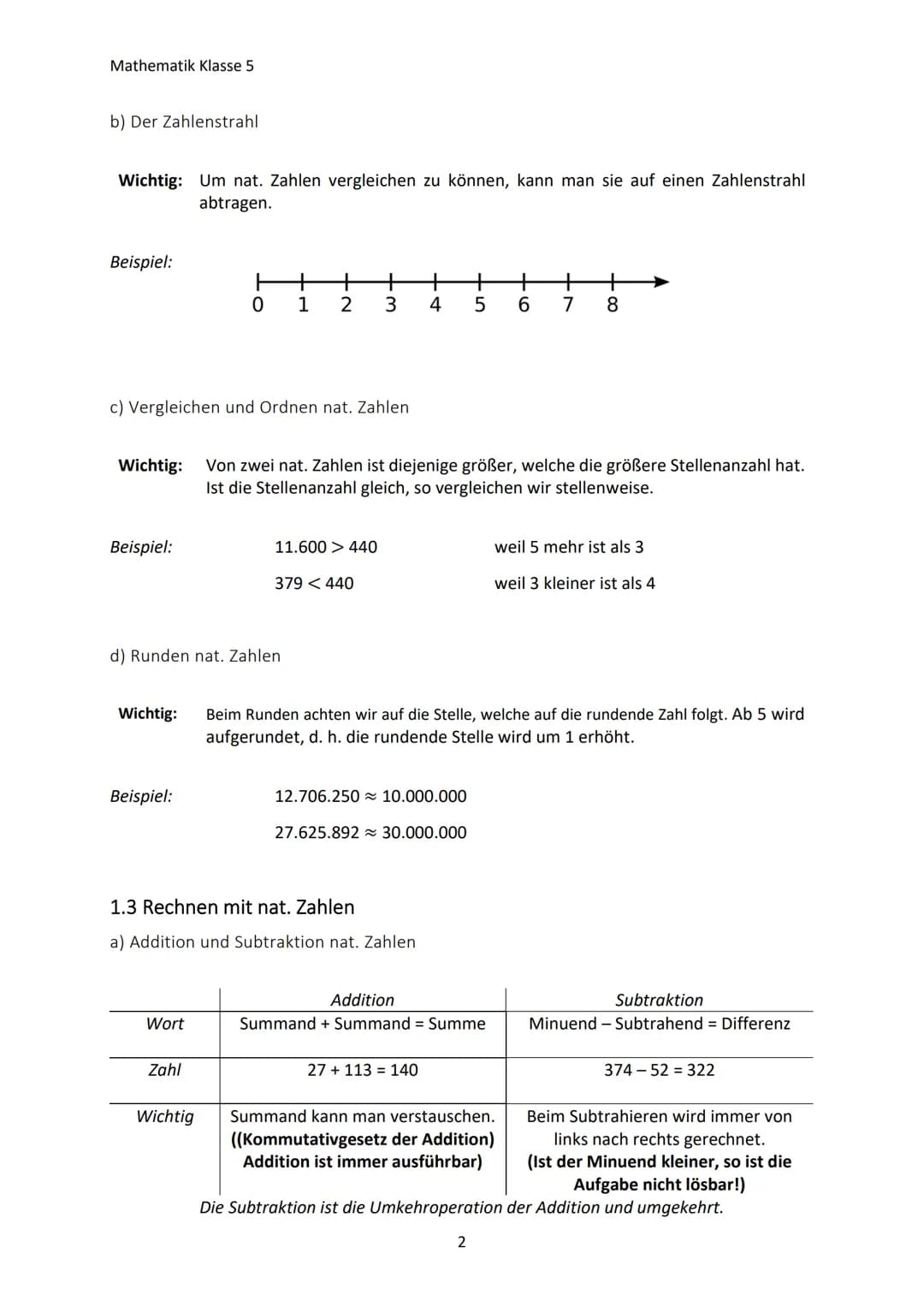 Mathematik Klasse 5
1. NATÜRLICHE ZAHLEN
1.1 Umgang mit großen Zahlen
a) Namen großer Zahlen
10
100
1.000
10.000
100.000
1.000.000
10.000.00