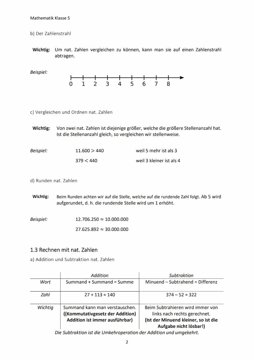 Mathematik Klasse 5
1. NATÜRLICHE ZAHLEN
1.1 Umgang mit großen Zahlen
a) Namen großer Zahlen
10
100
1.000
10.000
100.000
1.000.000
10.000.00