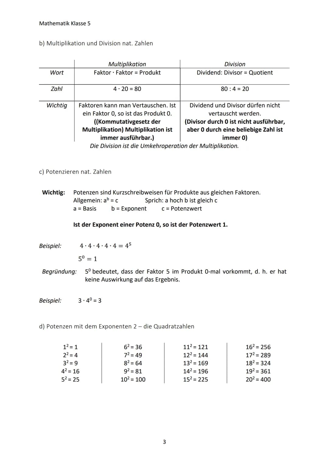Mathematik Klasse 5
1. NATÜRLICHE ZAHLEN
1.1 Umgang mit großen Zahlen
a) Namen großer Zahlen
10
100
1.000
10.000
100.000
1.000.000
10.000.00