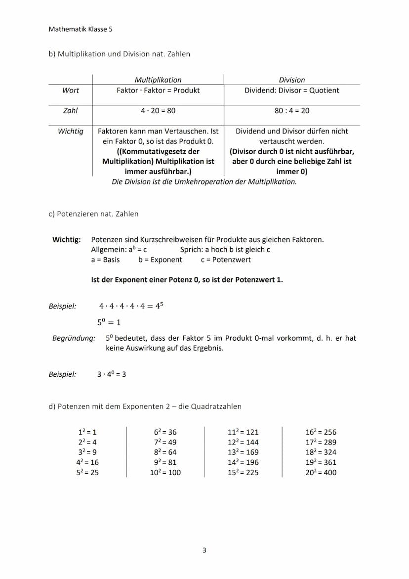 Mathematik Klasse 5
1. NATÜRLICHE ZAHLEN
1.1 Umgang mit großen Zahlen
a) Namen großer Zahlen
10
100
1.000
10.000
100.000
1.000.000
10.000.00