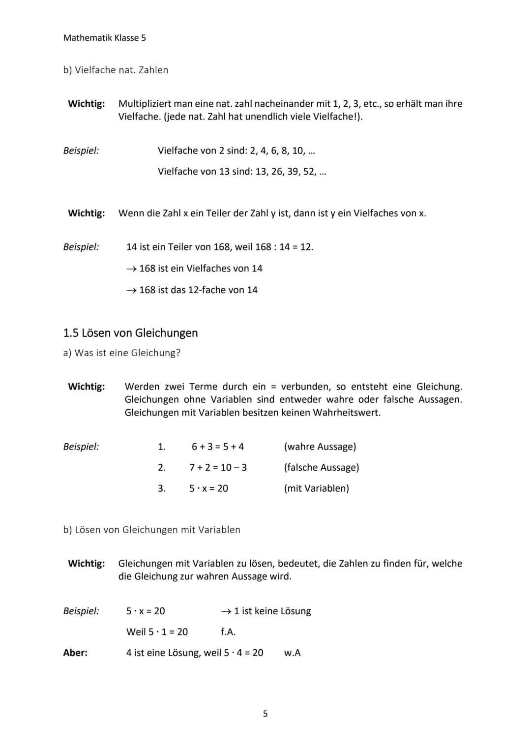 Mathematik Klasse 5
1. NATÜRLICHE ZAHLEN
1.1 Umgang mit großen Zahlen
a) Namen großer Zahlen
10
100
1.000
10.000
100.000
1.000.000
10.000.00