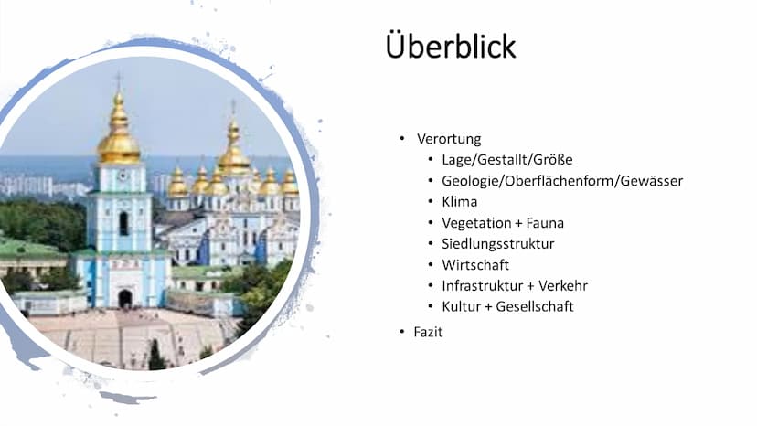 Ukraine
Habt Ihr euch schon einmal gefragt, ob die
Ukraine ein Schwellenland oder
Entwicklungsland ist? ER
Überblick
●
●
Verortung
Lage/Gest