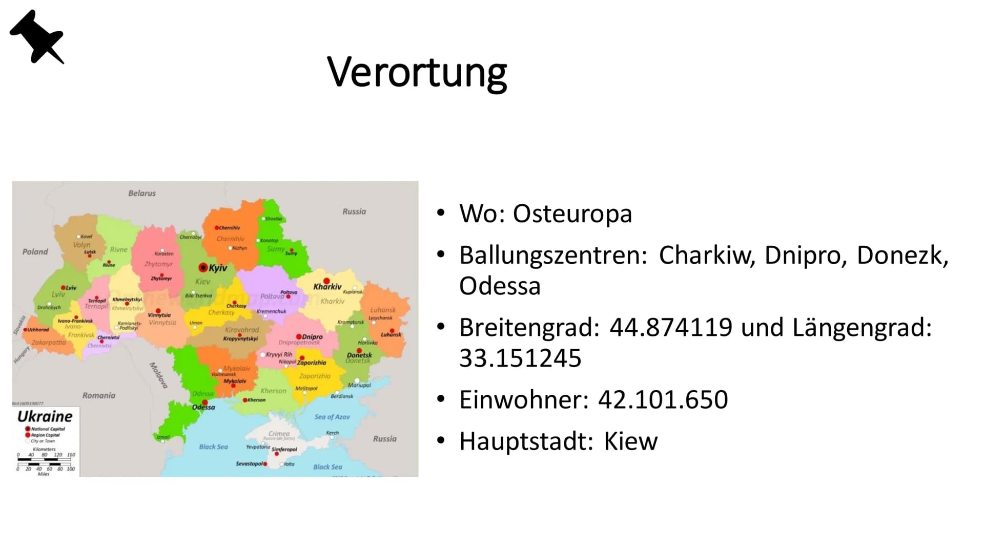 Ukraine
Habt Ihr euch schon einmal gefragt, ob die
Ukraine ein Schwellenland oder
Entwicklungsland ist? ER
Überblick
●
●
Verortung
Lage/Gest