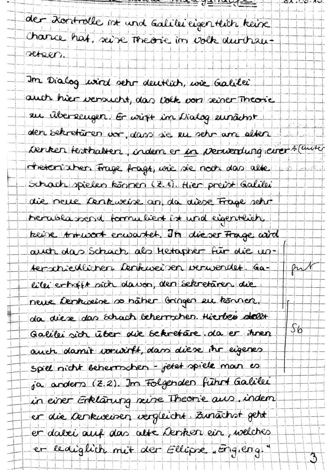 Leben des Galilei Dialoganalyse
Der vorliegende Textauszug ist ein Dialog
aus dem siebten Bild des Buches "Das Leben
des Galilei", verfausst