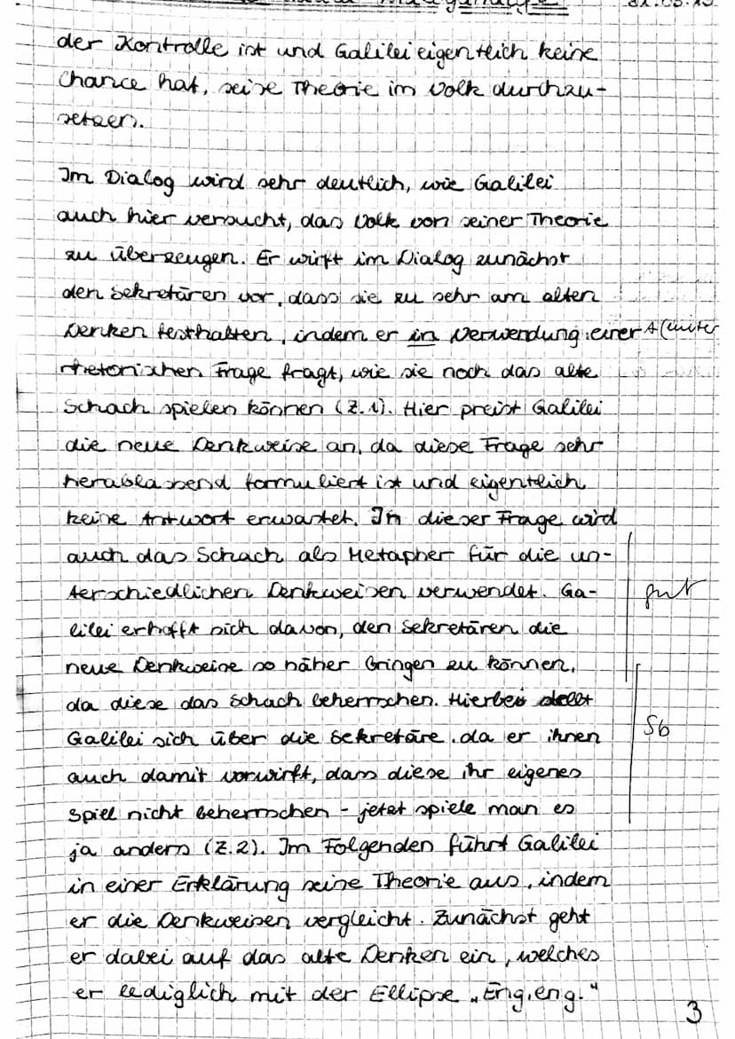 Leben des Galilei Dialoganalyse
Der vorliegende Textauszug ist ein Dialog
aus dem siebten Bild des Buches "Das Leben
des Galilei", verfausst