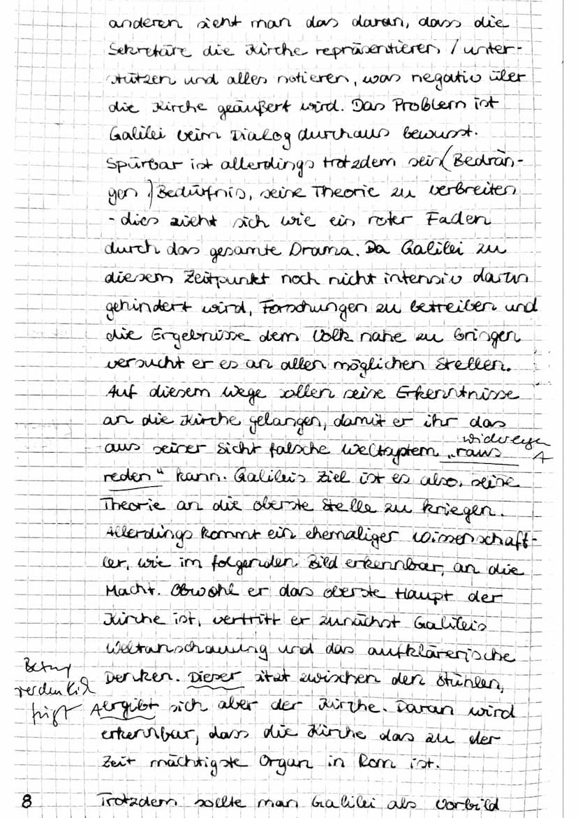 Leben des Galilei Dialoganalyse
Der vorliegende Textauszug ist ein Dialog
aus dem siebten Bild des Buches "Das Leben
des Galilei", verfausst