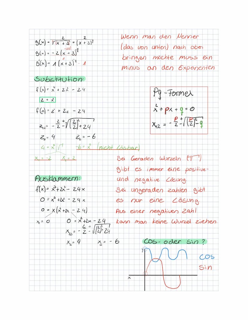 Ableitungsregeln?
Kettenregel:
f(x) = 5/3×² - 7²
f(x) = 35 (2²-7)
=
210x (3 x ³²-7) ²
f (x ) = 5 sin (3x)
f(x) = 5 cos (3x)
f(x) = 15cos (3x