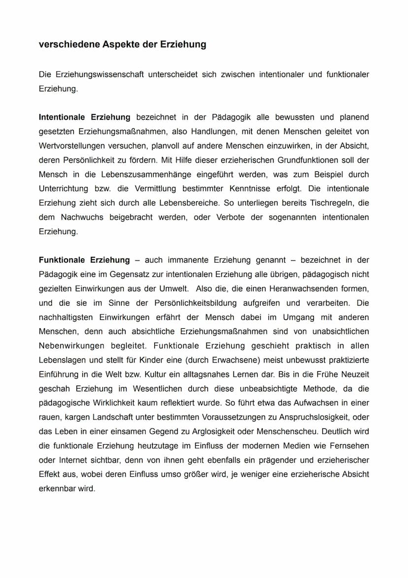 Definition:
Erziehung ist die pädagogische
Einflussnahme auf die Entwicklung
und das Verhalten Heranwachsender.
Was ist Erziehung /
Erziehun