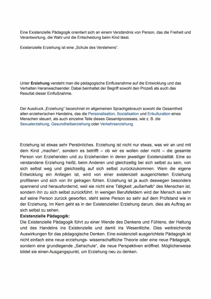 Definition:
Erziehung ist die pädagogische
Einflussnahme auf die Entwicklung
und das Verhalten Heranwachsender.
Was ist Erziehung /
Erziehun