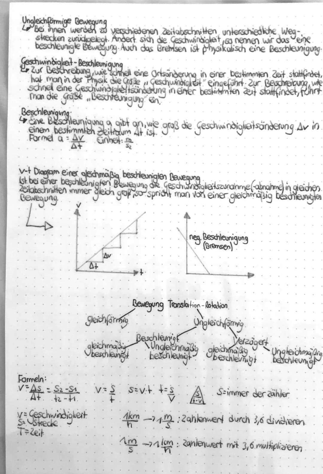 Kinematik
1.1 Bewegungen von Körpern
Geradlinige Bewegung:
Krummlinige Bewegung:
Hin-und her Bewegung:
•Der Weg vom Körper ist gerade
•Richt