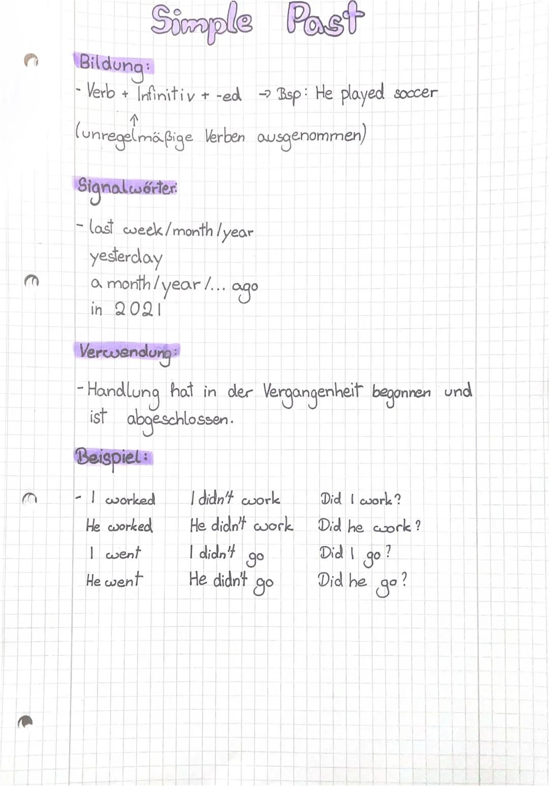 englisch simple past 