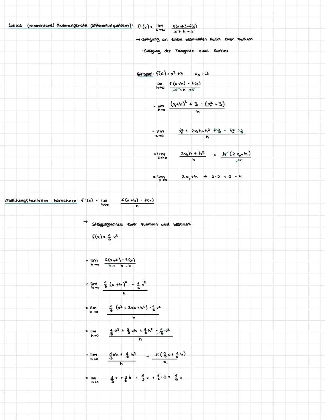 Lernzettel
- mittlere Änderungsrate
Themen: Mittlere Änderungsrate (Differenzenquotient)
Mathe
klausur
Lokale (momentane) Änderungsrate (oif