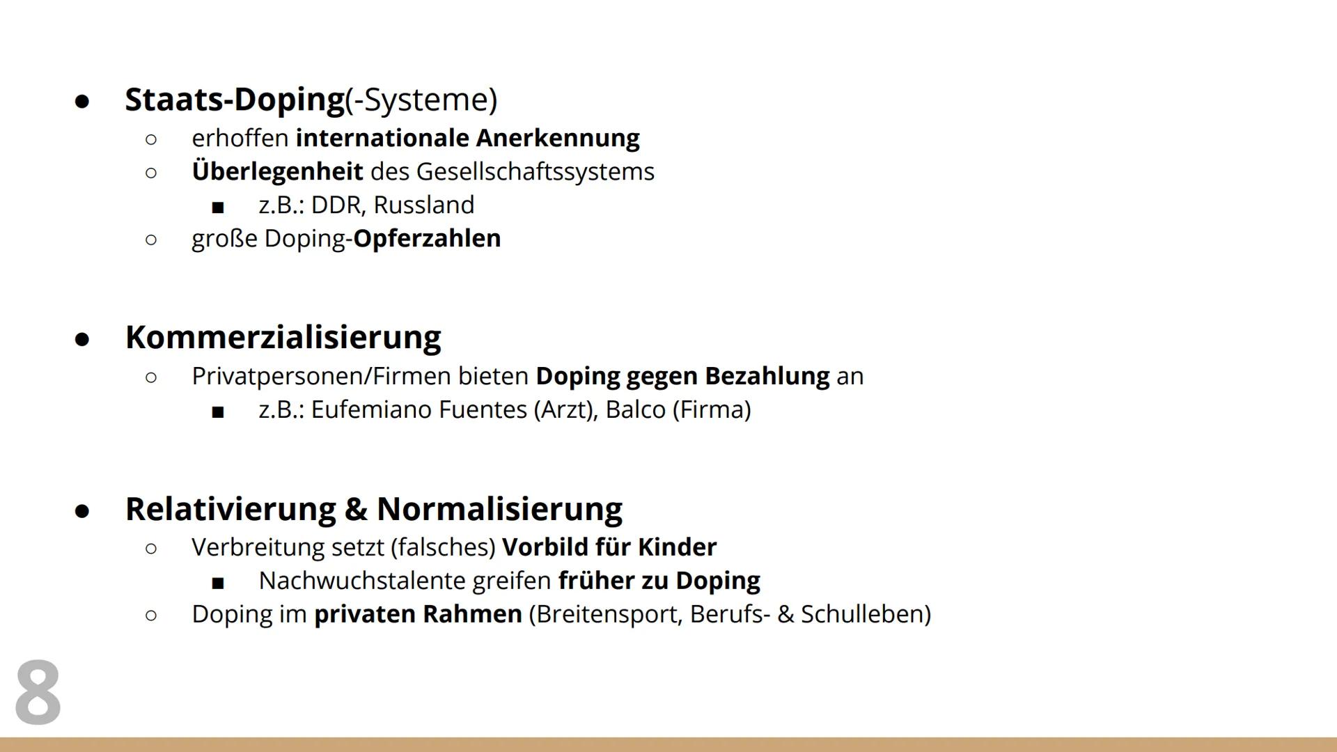 Doping
ein weit verbreitetes Problem Struktur
1. Was ist Doping?
2. Doping in der Vergangenheit
3. Substanzen & Methoden
4. Dopingkontrollen