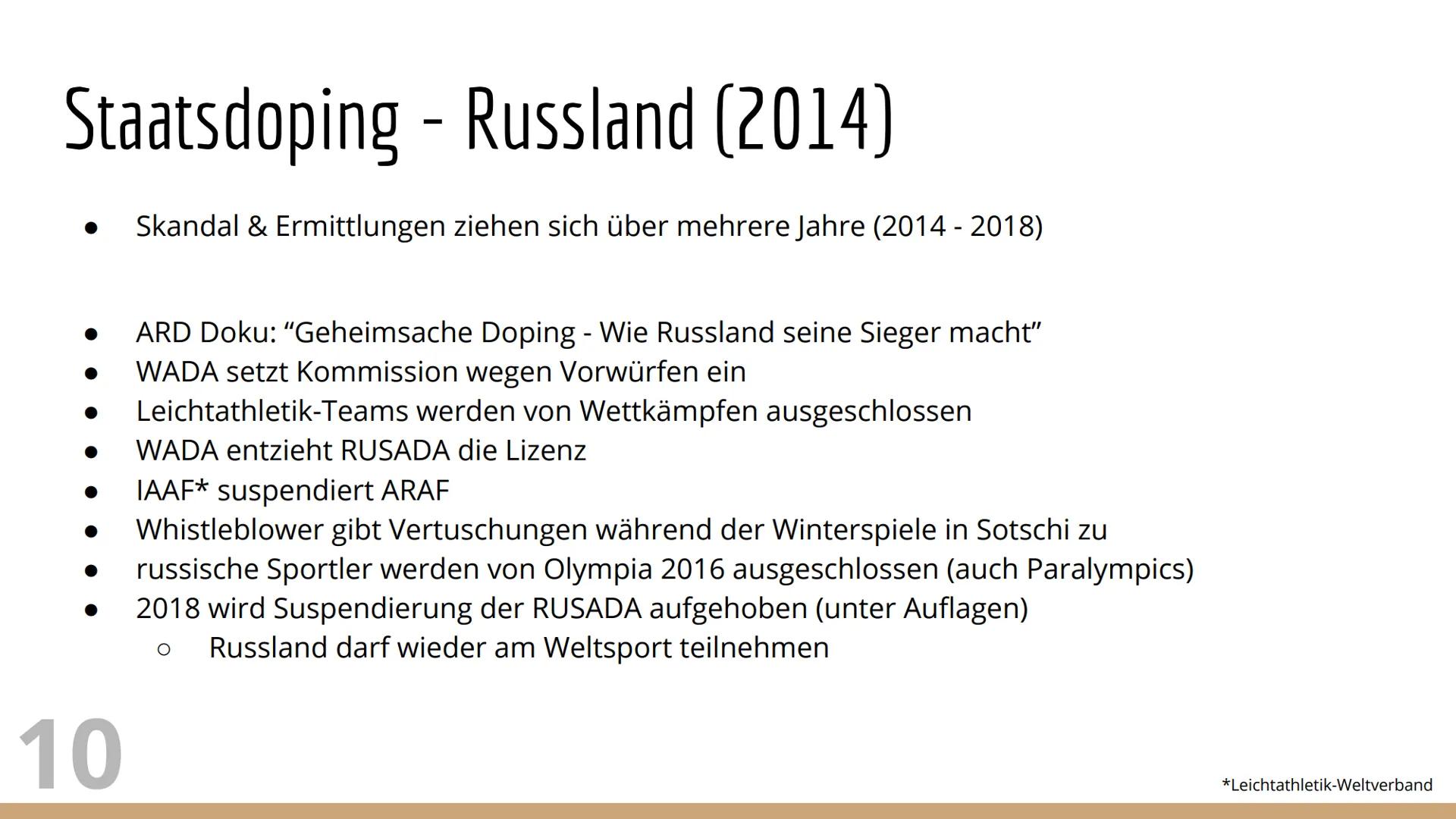 Doping
ein weit verbreitetes Problem Struktur
1. Was ist Doping?
2. Doping in der Vergangenheit
3. Substanzen & Methoden
4. Dopingkontrollen