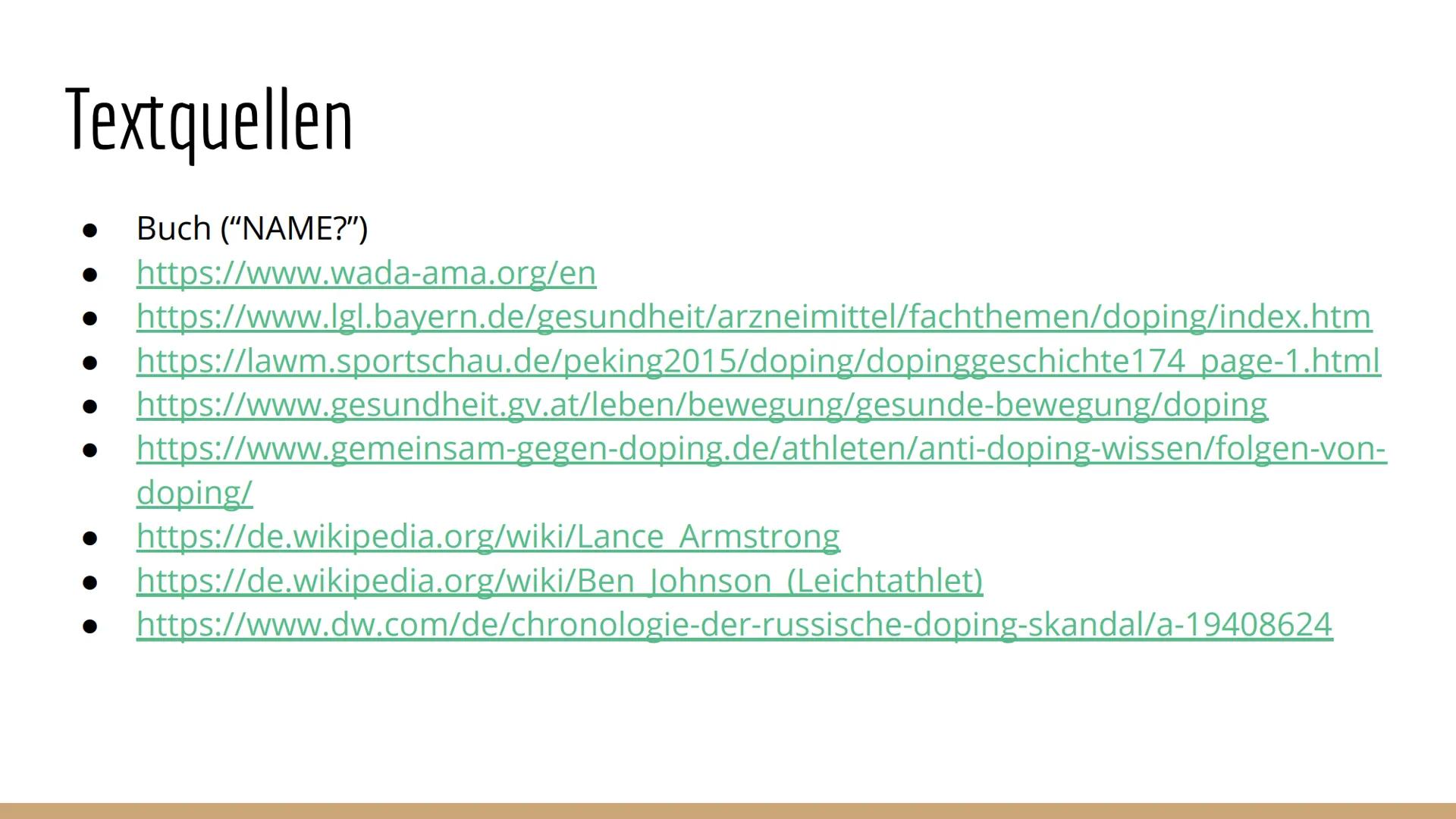 Doping
ein weit verbreitetes Problem Struktur
1. Was ist Doping?
2. Doping in der Vergangenheit
3. Substanzen & Methoden
4. Dopingkontrollen