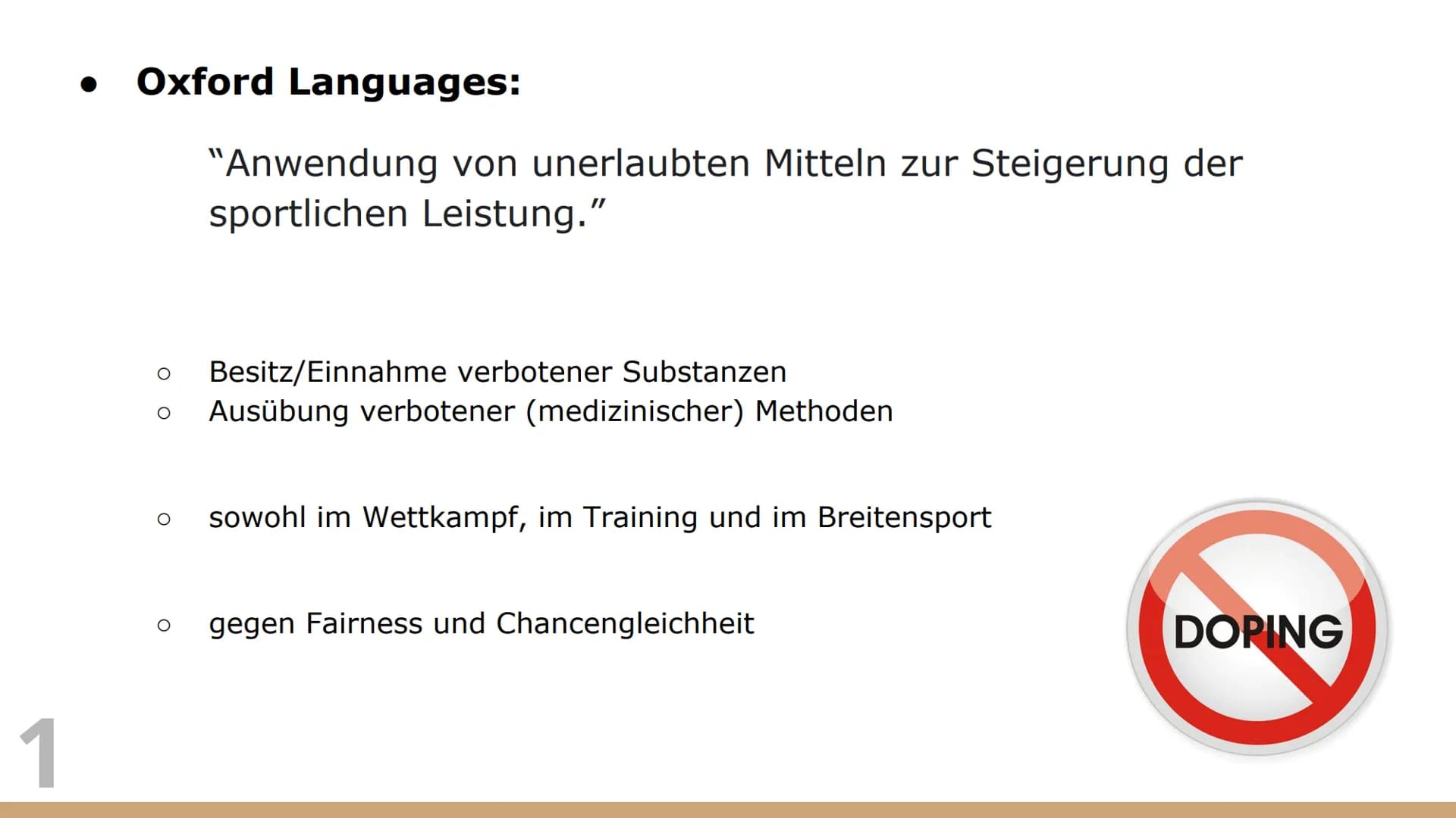 Doping
ein weit verbreitetes Problem Struktur
1. Was ist Doping?
2. Doping in der Vergangenheit
3. Substanzen & Methoden
4. Dopingkontrollen