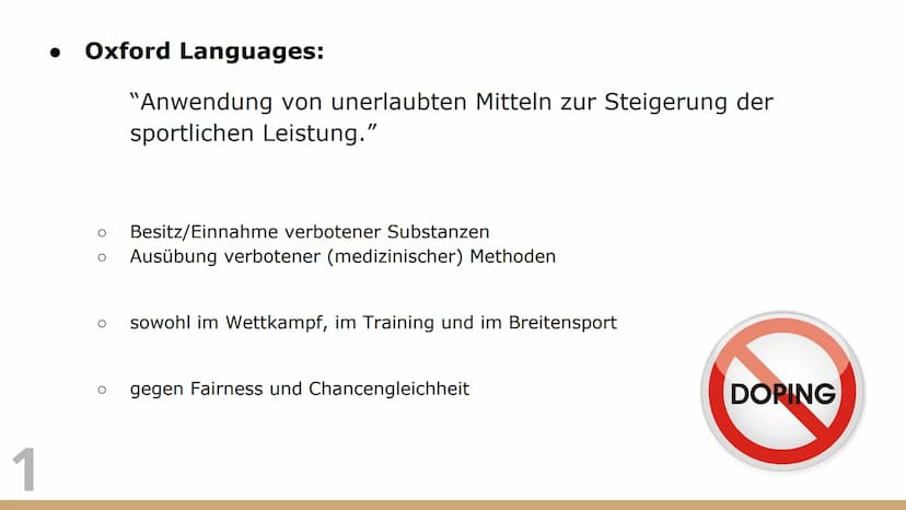 Doping
ein weit verbreitetes Problem Struktur
1. Was ist Doping?
2. Doping in der Vergangenheit
3. Substanzen & Methoden
4. Dopingkontrollen
