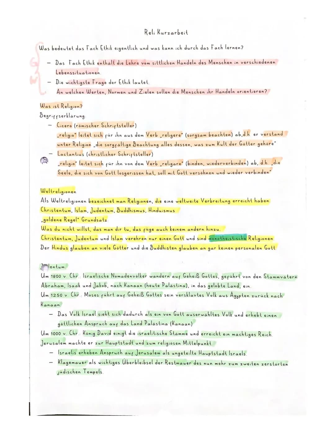 Reli Kurzarbeit
Was bedeutet das Fach Ethik eigentlich und was kann ich durch das Fach lernen?
Das Fach Ethik enthält die Lehre vom sittlich