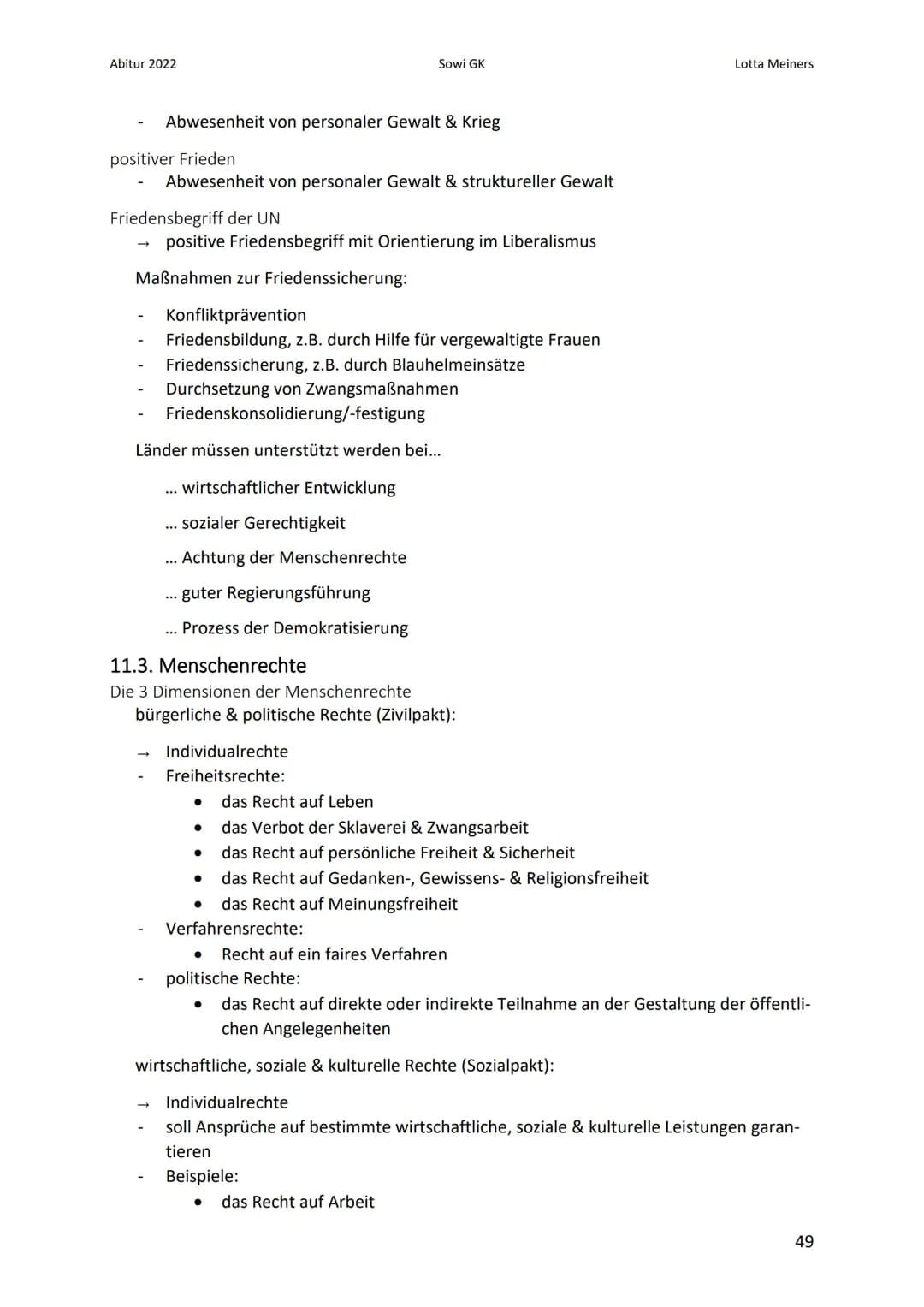 Abitur 2022
11. Menschenrechte - UNO
11.1. grundlegende Herausforderungen internationaler Politik
Anarchie
Friedens- & Sicherheitspolitik
In