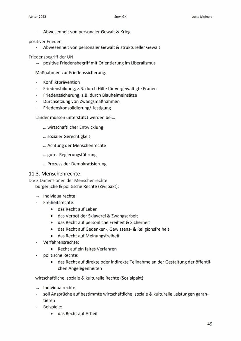 Abitur 2022
11. Menschenrechte - UNO
11.1. grundlegende Herausforderungen internationaler Politik
Anarchie
Friedens- & Sicherheitspolitik
In