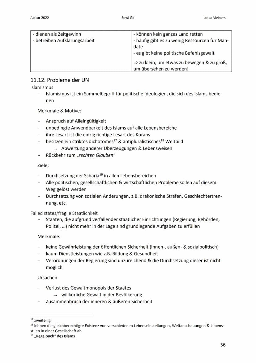 Abitur 2022
11. Menschenrechte - UNO
11.1. grundlegende Herausforderungen internationaler Politik
Anarchie
Friedens- & Sicherheitspolitik
In