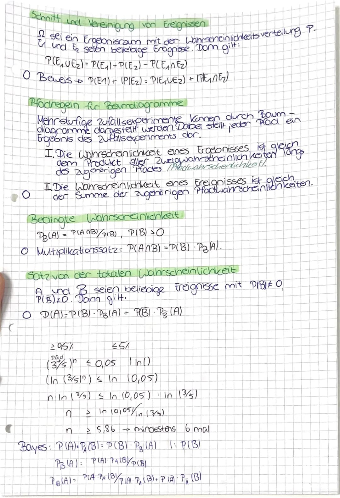 Mathematik-Klausur
- Ergebnisraum = Menge aller möglichen Ergebnisse
- Ereignis = dient als Zusammenfassung einer Anzahl möglicher Ergebniss