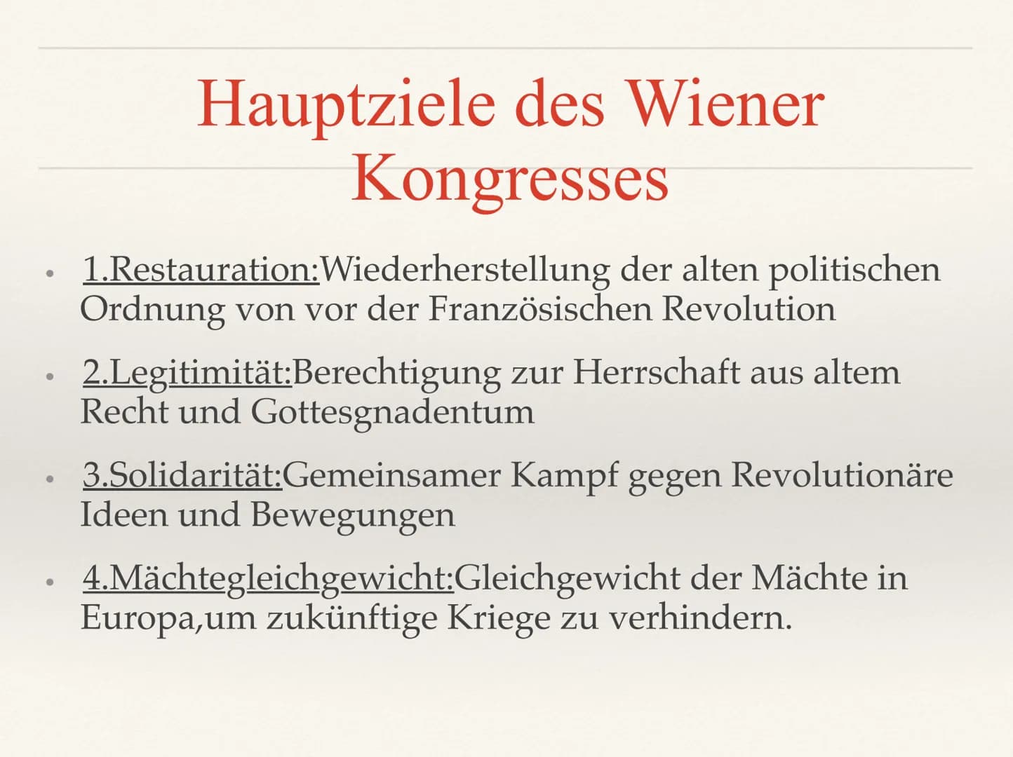 Wiener Kongress ●
●
●
Inhaltsverzeichnis
Grundlegende Informationen
Hauptziele des Wiener Kongresses
Verhandlungen
Deutscher Bund
Kongressak