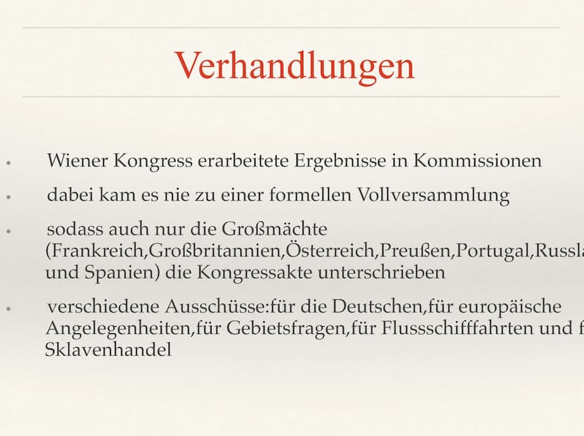 Wiener Kongress ●
●
●
Inhaltsverzeichnis
Grundlegende Informationen
Hauptziele des Wiener Kongresses
Verhandlungen
Deutscher Bund
Kongressak