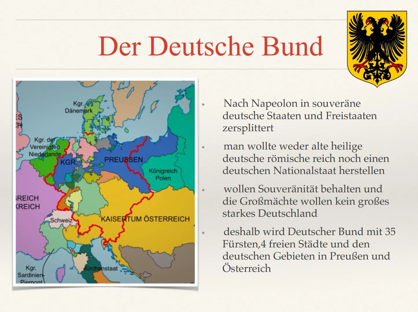 Wiener Kongress ●
●
●
Inhaltsverzeichnis
Grundlegende Informationen
Hauptziele des Wiener Kongresses
Verhandlungen
Deutscher Bund
Kongressak