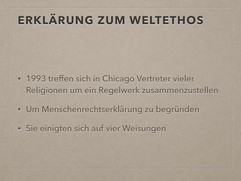PROJEKT WELTETHOS INHALTSVERZEICHNIS
.
●
●
• Weltethos
●
Definition
●
Hans Küngs
Projekt Weltethos
Hans Küngs Thesen
Erklärung zum Weltethos