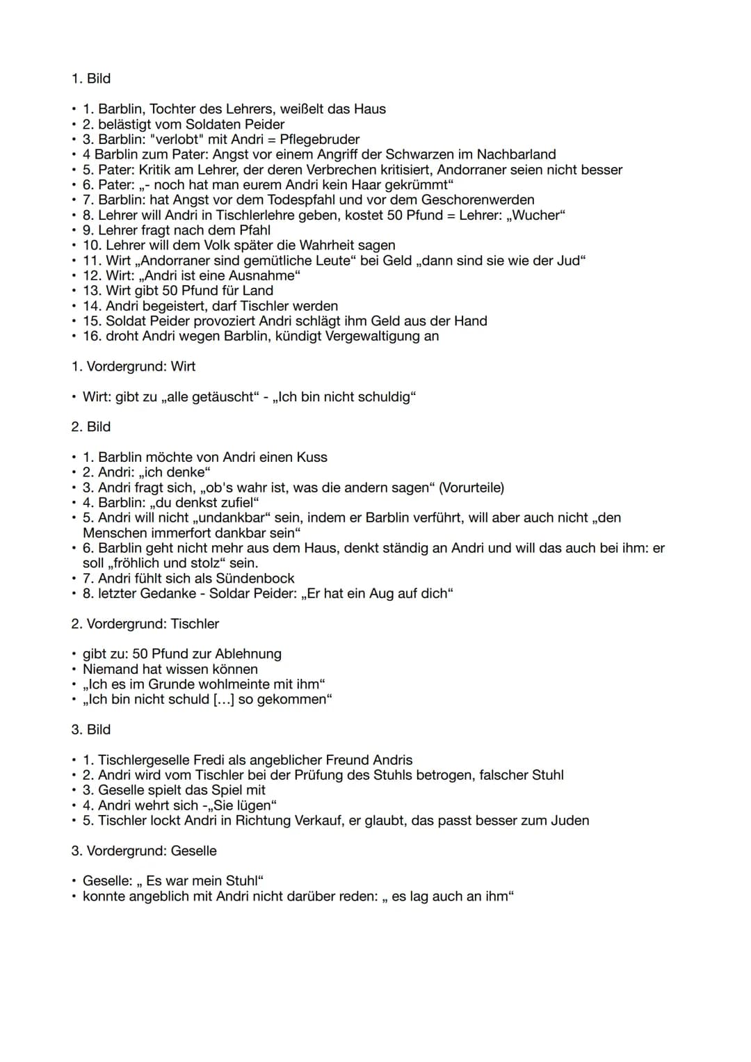 1. Bild
• 1. Barblin, Tochter des Lehrers, weißelt das Haus
• 2. belästigt vom Soldaten Peider
• 3. Barblin: "verlobt" mit Andri = Pflegebru