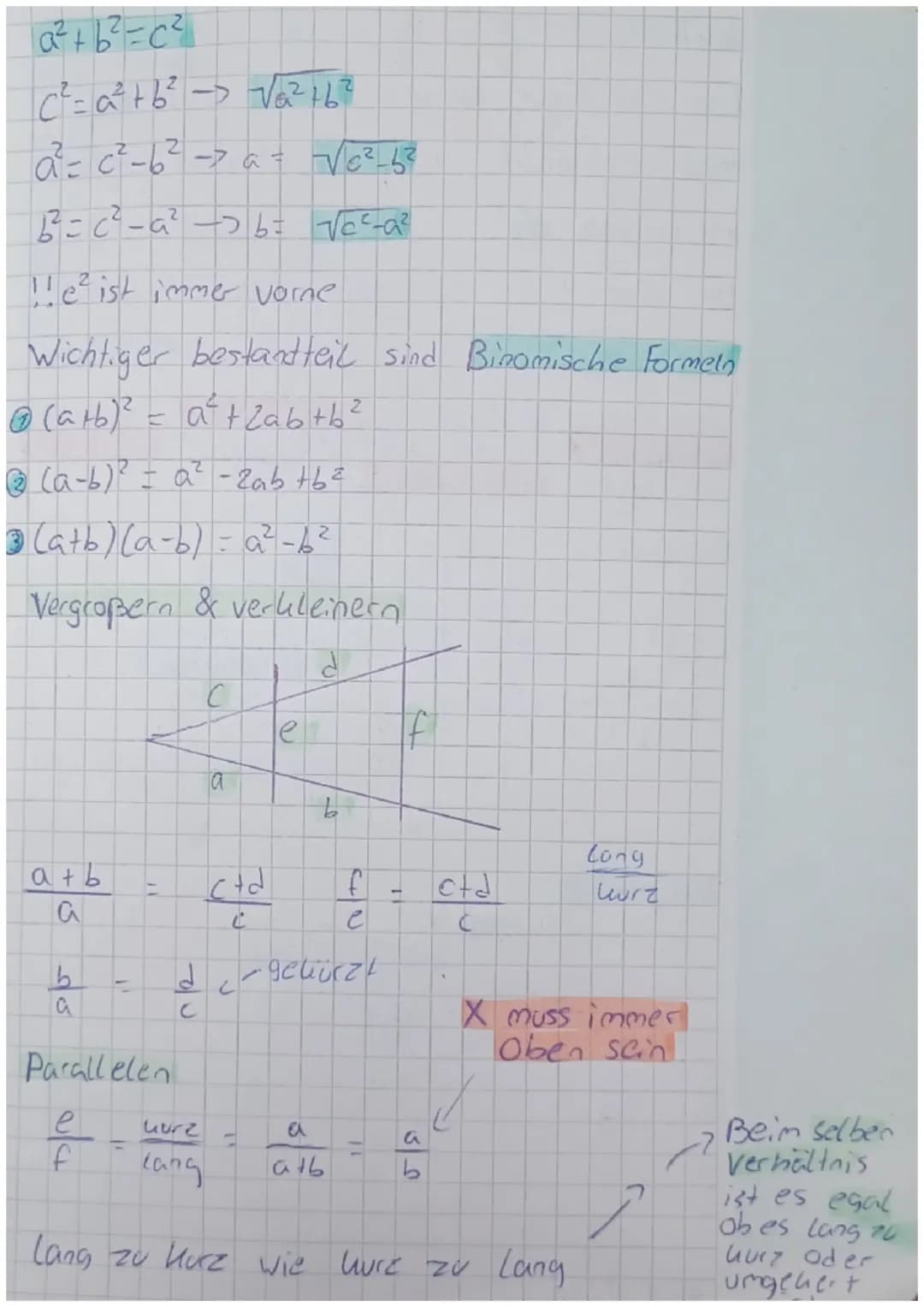Klasse 9 - Satz des Pythagoras.
g
Einer der berömtesten Sätzen der Geometric
ist der Satz des Pytagoras,
Er gildt nur für rechtwinklige Drei