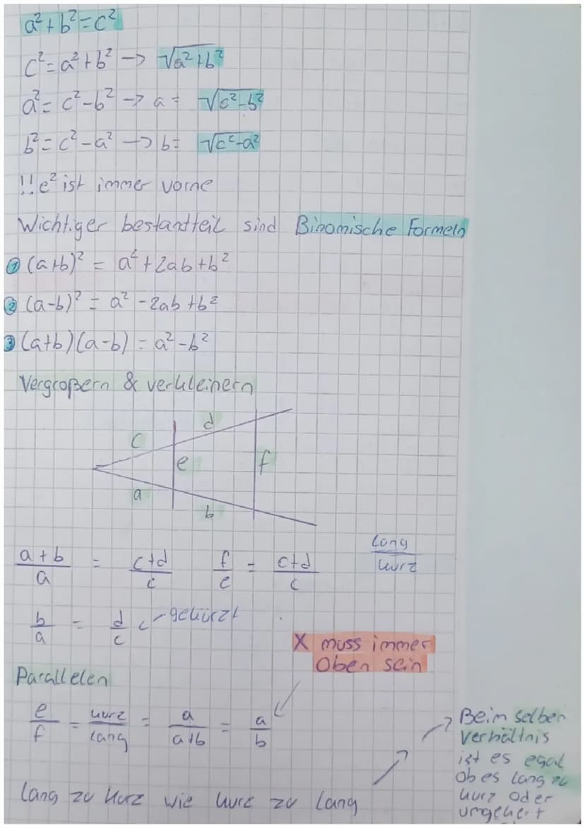 Klasse 9 - Satz des Pythagoras.
g
Einer der berömtesten Sätzen der Geometric
ist der Satz des Pytagoras,
Er gildt nur für rechtwinklige Drei