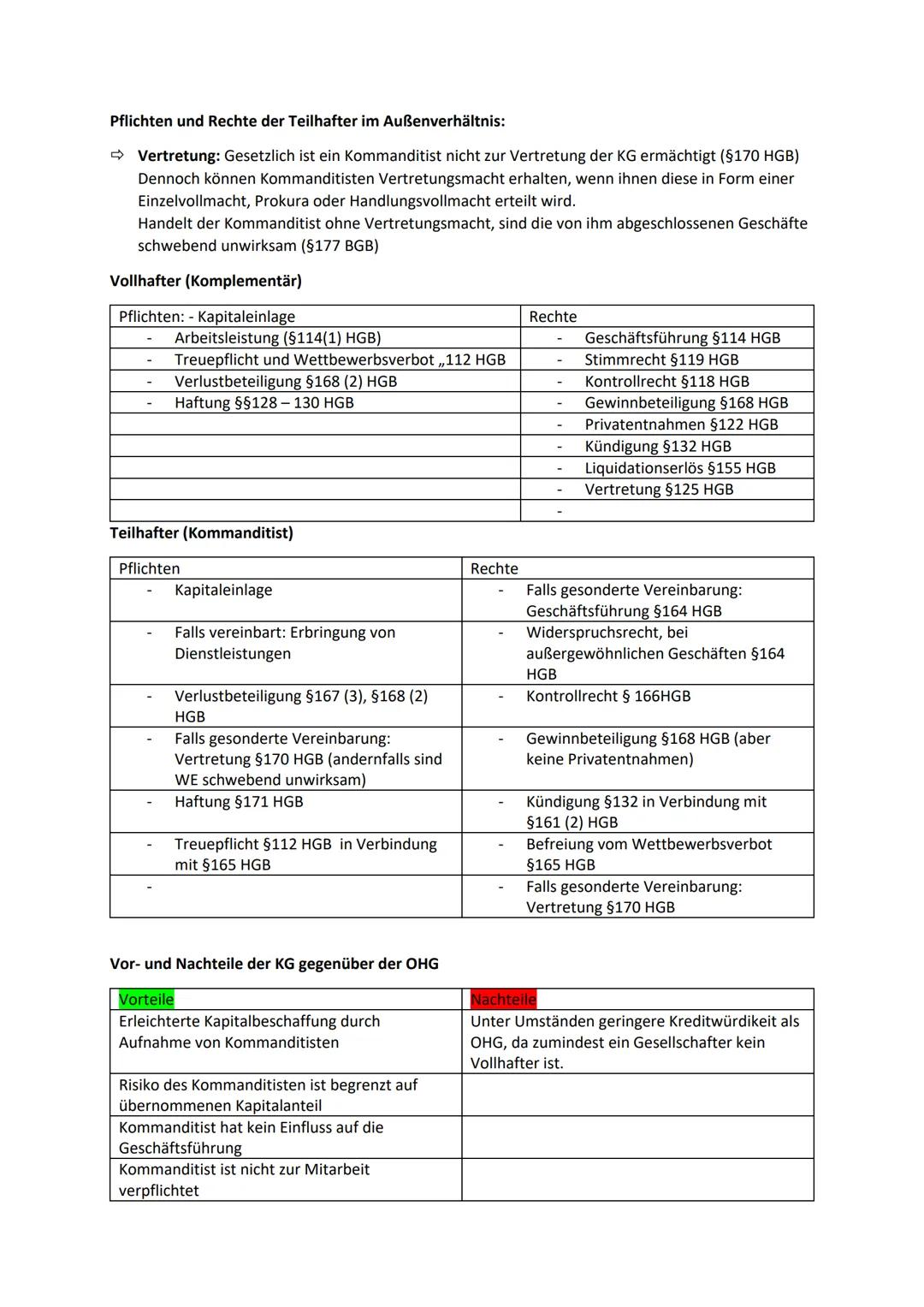 B) Rechtliche Rahmenbedingungen und Rechtsformen der Unternehmung
=> Zusammenfassung
1) Handelsrechtliche Grundlagen der Unternehmung: (Kauf