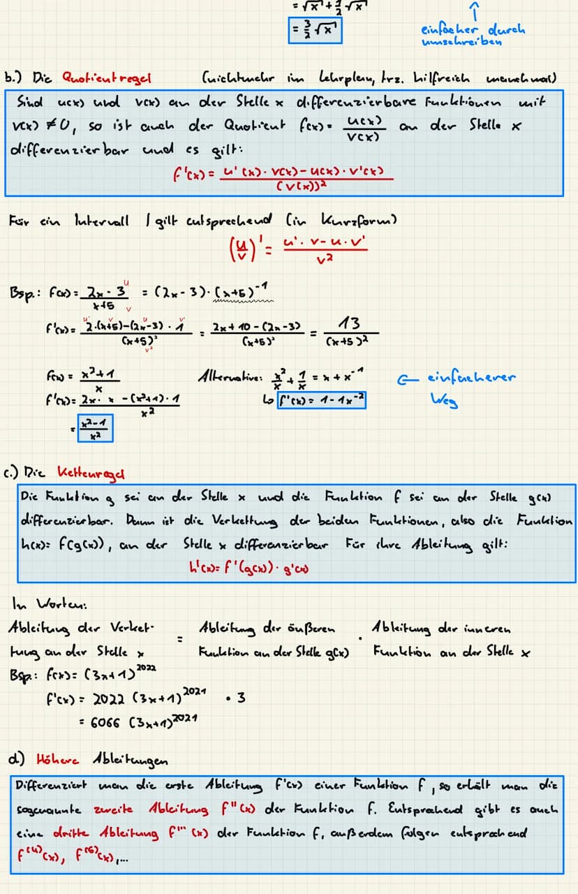Die Ableitungsregeln |
a.) die Konstanten regel:
Für eine Funktion der Form
f(x) = k (1,2,3,..) mit KE RR gilt:
f'(x) = 0
b.) die Potenzrege