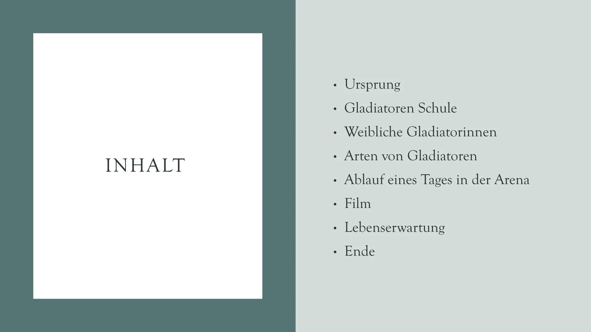 DER
GLADIATOR ●
WIESO DIESES THEMA?
Finden die Kämpfe spannend
Wissen nicht viel darüber
Wollten zuerst das römische Theater
präsentieren IN
